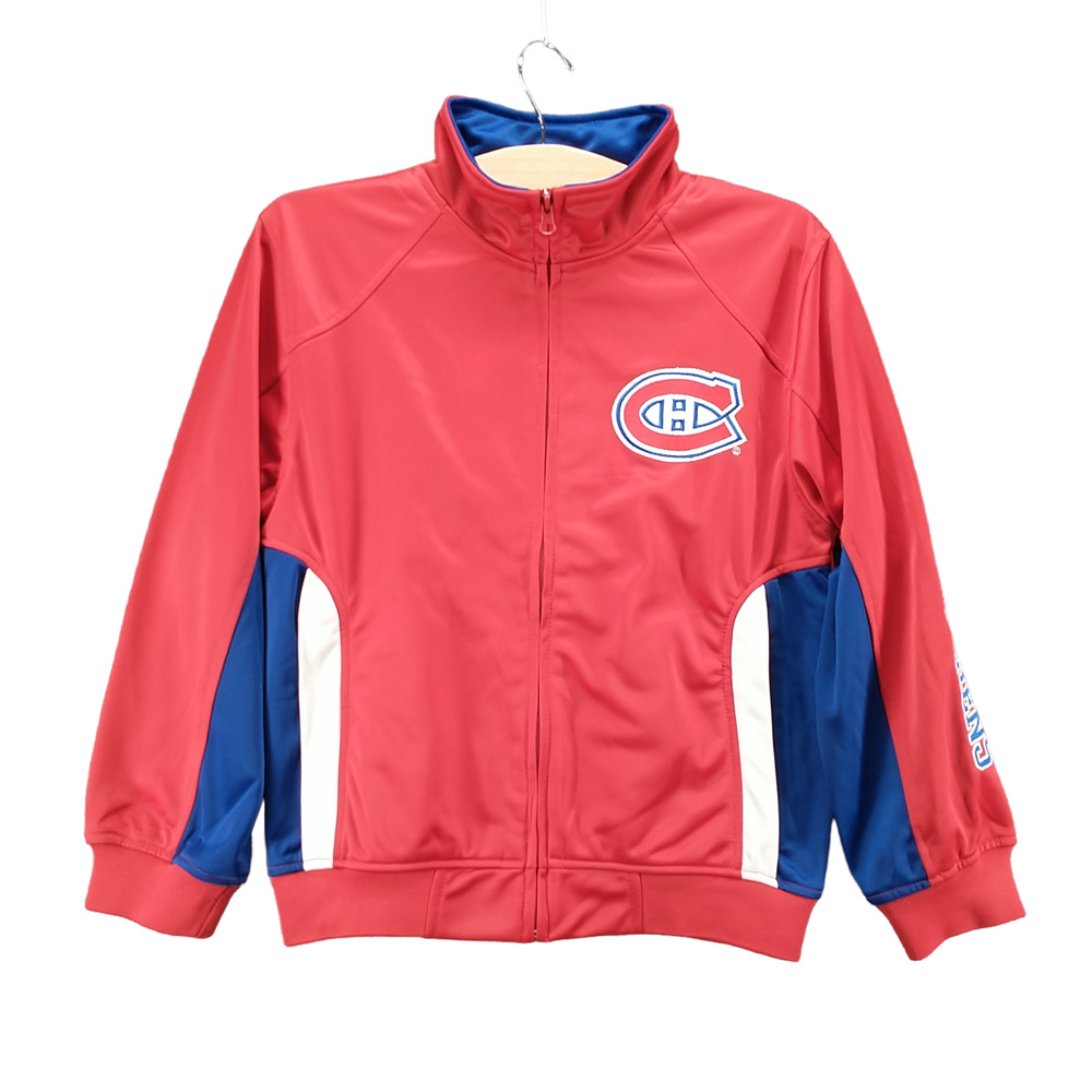 NHL Boys Montreal Canadiens Full Zip Jacket Medium Red Blue Raglan Embroidered